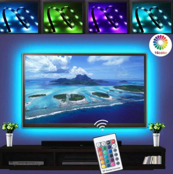 5V 3M/9.9ft LED TV Backlights USB Powered Bias Lighting Kit with RF Remote (16 Colors and 4 Dynamic Modes) for HDTV/PC Monitor/Home Theater