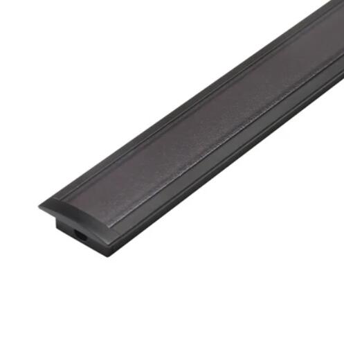 U01 All Black LED Channel System w/ Smoke Clear Black Diffuser Lens Black Aluminum Extrusion