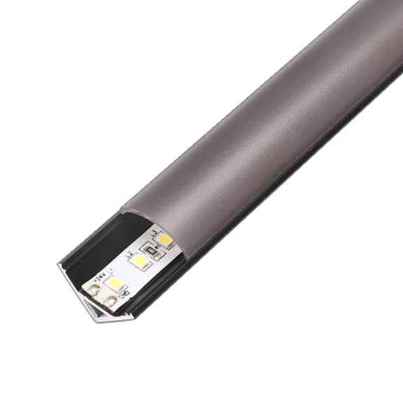 V02 All Black V-Shape Corner Aluminum Profile Arched Smoke Black Diffuser Black Aluminum Extrusion