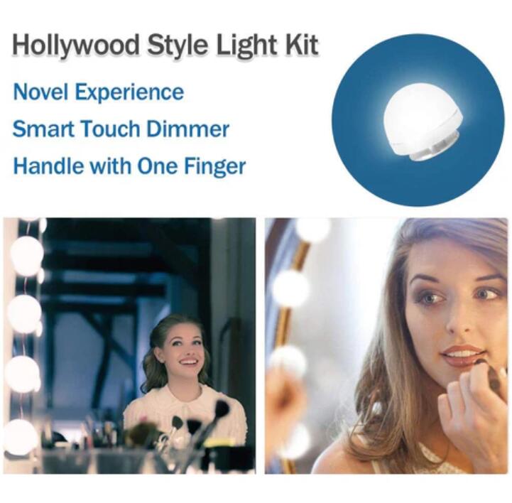 Hollywood Style Vanity Mirror Lights, 10 Vanity Makeup LED Light Bulbs in Small Size with Dimmable Touch Sensor for Makeup Mirror