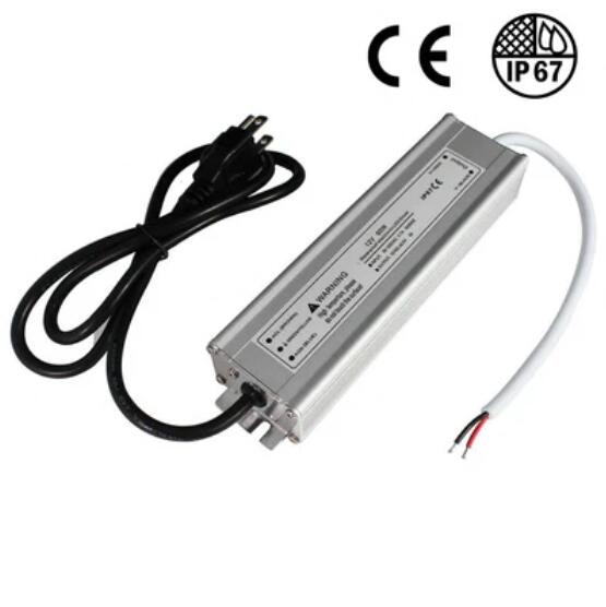 Waterproof IP67 LED Power Supply 110V AC to 12V DC Driver Transformer 3-Prong Plug 3.3 Feet Cable