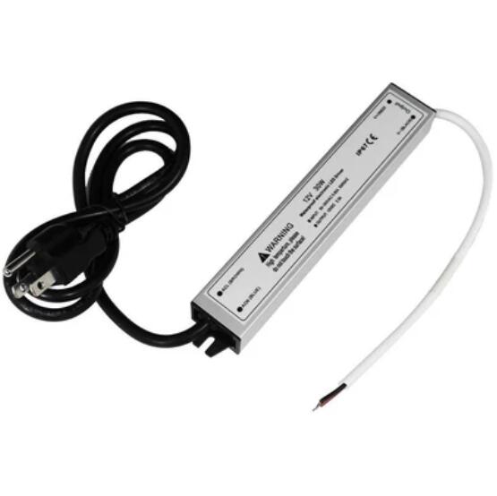 Waterproof IP67 LED Power Supply 110V AC to 12V DC Driver Transformer 3-Prong Plug 3.3 Feet Cable
