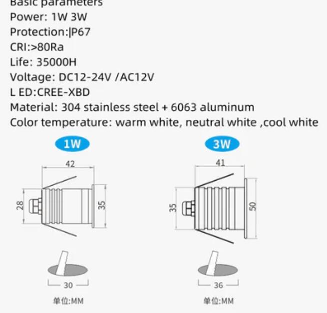 8PCS Pack 1W/3W IP67 Waterproof Dimmable Anti-Glare Stainless Steel Outdoor Cellular LED Underground Light