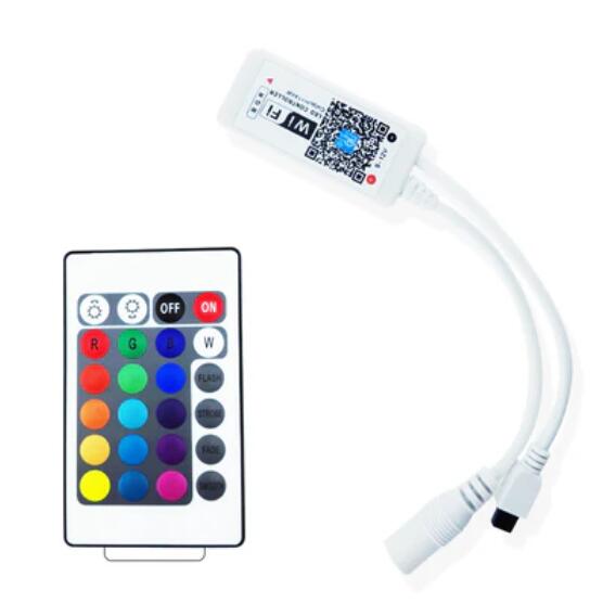 Wireless WiFi Smart Phone APP LED Controller or with 24Key IR Remote Controller for RGB LED Flexible Strip Lights