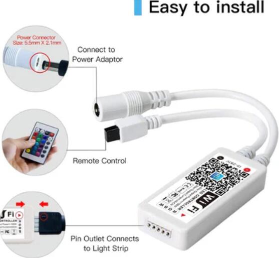 Wireless WiFi Smart Phone APP LED Controller or with 24Key IR Remote Controller for RGBW/RGBWW LED Flexible Strip Lights
