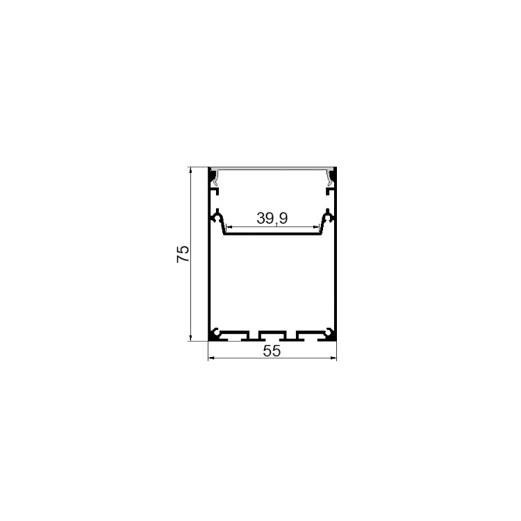 5 cm wide square mask three-sided luminous high-end engineering line light hard light bar aluminum groove shell kit